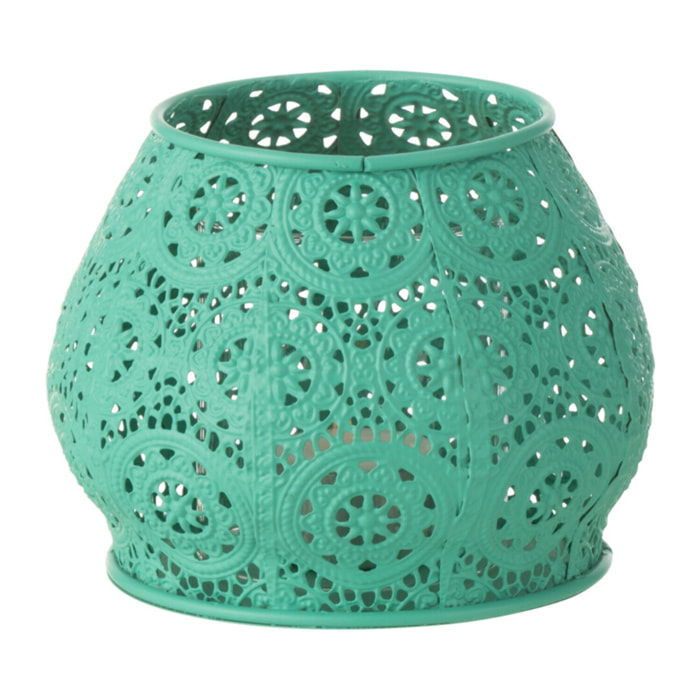 J-Line bougeoir Cylindre - métal/verre - cyan - small