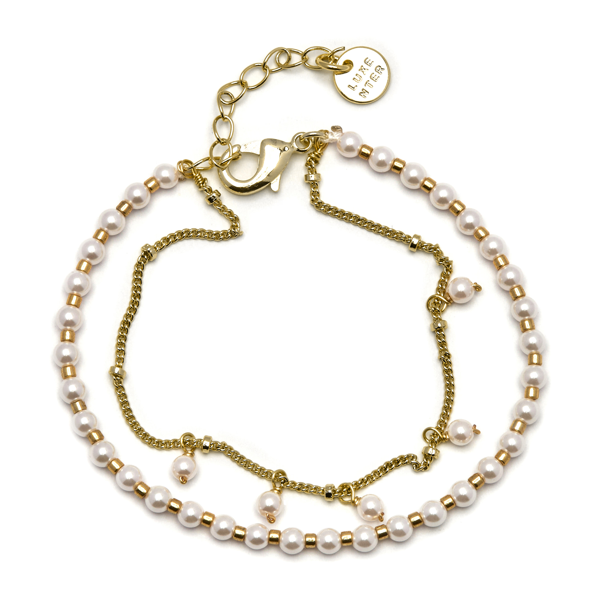 Pulsera de Perla Blanca acabada en oro amarillo de 18k