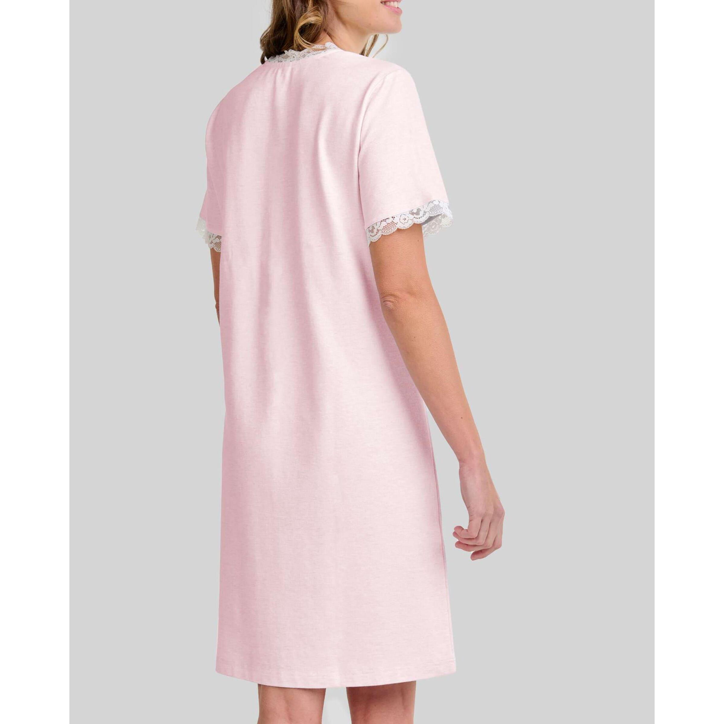 Camisón mujer con encaje escote en pico y clásica manga corta