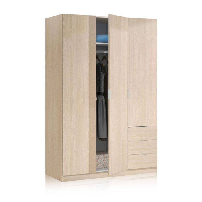 Armario Hexa 3 puertas 3 cajones Roble