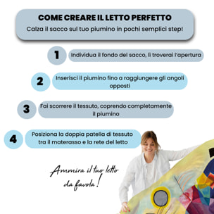 PARURE COPRIPIUMINO ARTE, STAMPA DIGITALE, 100% MICROFIBRA - MATRIMONIALE