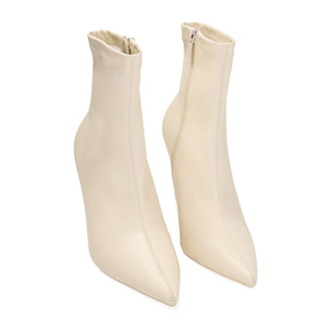 Botines color crema, tacón de 9,5 cm
