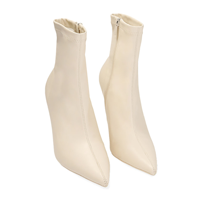 Botines color crema, tacón de 9,5 cm