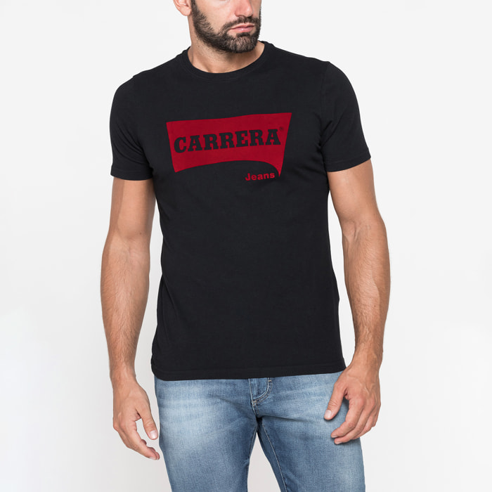 T-SHIRT GIROCOLLO IN COTONE CON STAMPA LOGO CARRERA