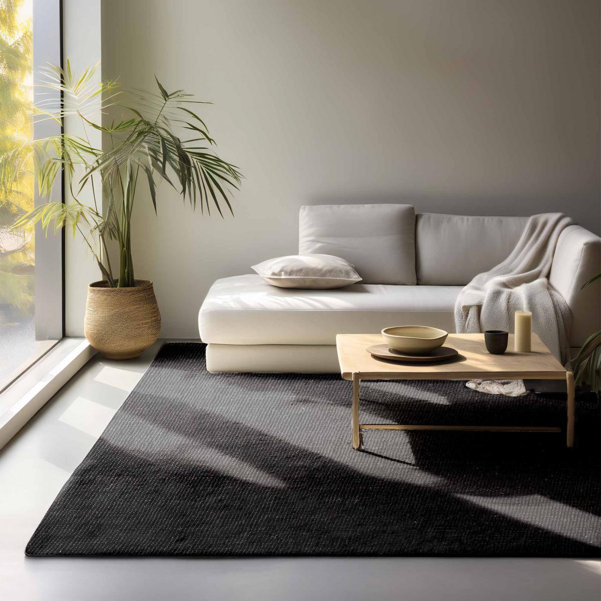 Tapis rond, forme ronde, motif uni, tissé à la main, sum