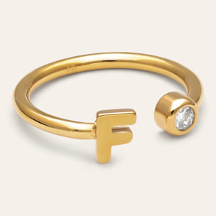 Anillo Personalizado Letter Spark Acero Baño Oro