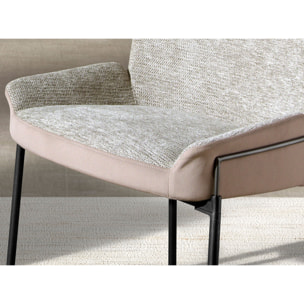 Silla Angel Cerdá con asiento tapizado en tela gris y respaldo tapizado en tela aterciopelada marrón patas de acero inoxidable oscurecido 58x54x76cm