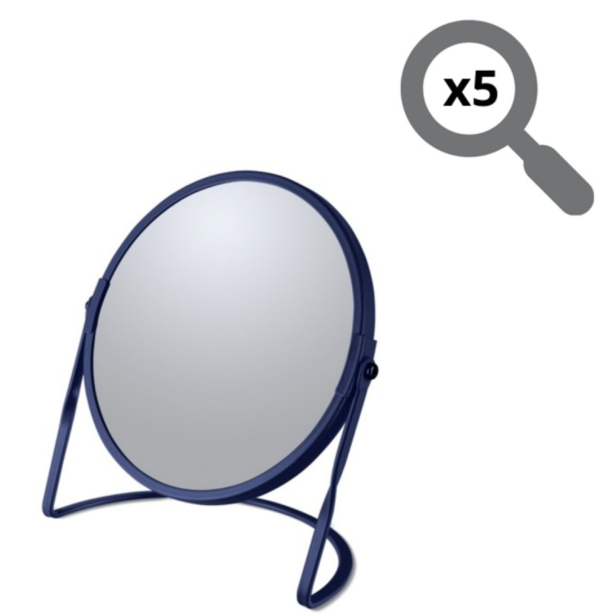Miroir grossissant sur pied Acier AKIRA Bleu mat Spirella