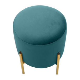 Pouf poggiapiedi da salotto celeste in velluto