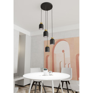 Lampada a sospensione Target in acciaio nero opaco e oro
