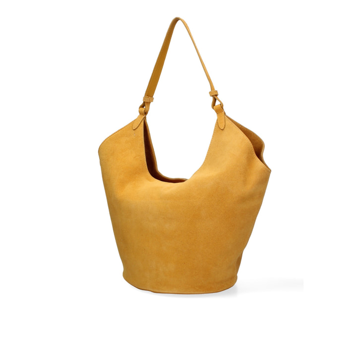 Borsa a spalla da donna - Modello Lisboa - Pelle Scamosciata - 27.0 x 38.0 x 21.5 cm