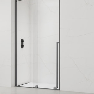 X-MOTION Porte de douche 140x200cm Coulissante, anticalcaire avec profilé Gun métal (SATBWIXM140NIKAGM)