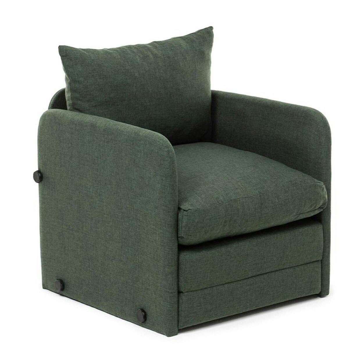 Fauteuil convertible vert foncé lin couchage 200 cm ORURO