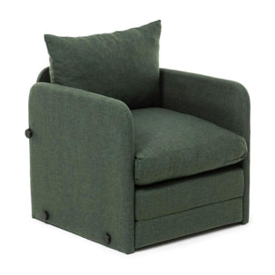 Fauteuil convertible vert foncé lin couchage 200 cm ORURO