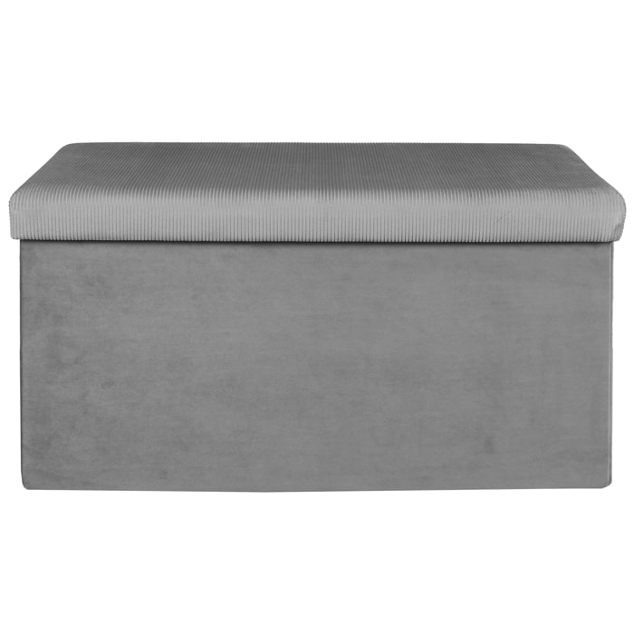 Coffre Banc Pliable Velours Cotele Giulia Gris