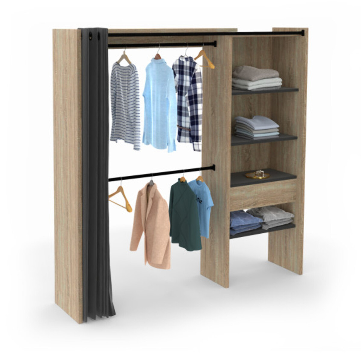 Dressing Aline extensible 120-170cm effet bois