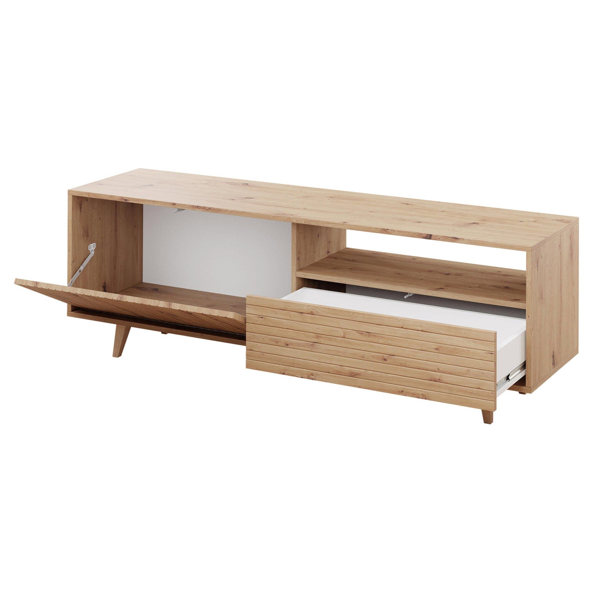 Diego - meuble TV - effet bois - 2 portes et 1 niche - 152 cm - Bois