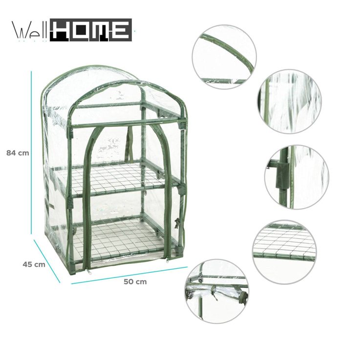 Well home invernadero de 2 niveles con marco de metal 50x45x84cm