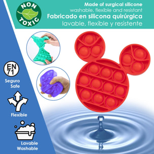 Bubble Pop It giocattolo sensoriale antistress, bolle di silicone da spremere e premere. Design mini mouse.