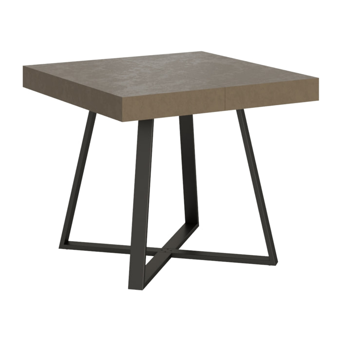 Table extensible 90x90/194 cm Abbraccio taupe pieds anthracite