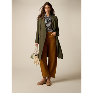 Oltre - Pantalones cropped en raso de tencel - Marrón