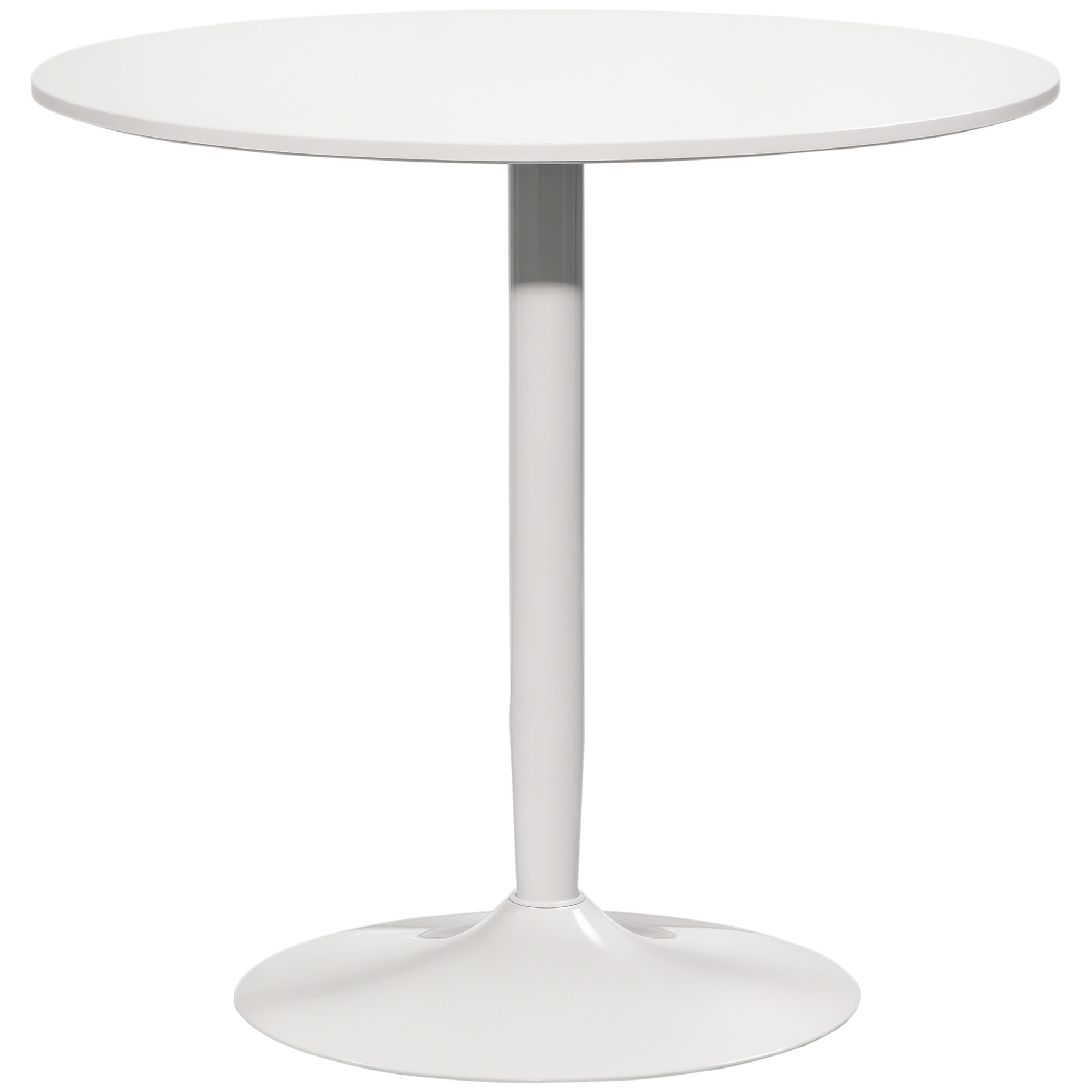 Table ronde design 2 personnes dia. 80 cm style néo-rétro piètement acier plateau MDF blanc