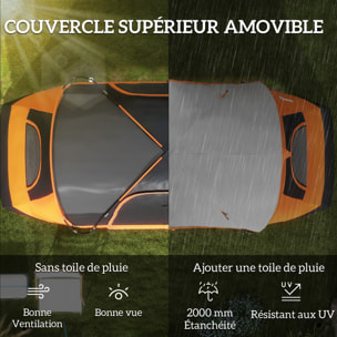 Tente de camping familiale 6-8 pers. double toit étanche 2 000 mm moustiquaire sac de tranport orange
