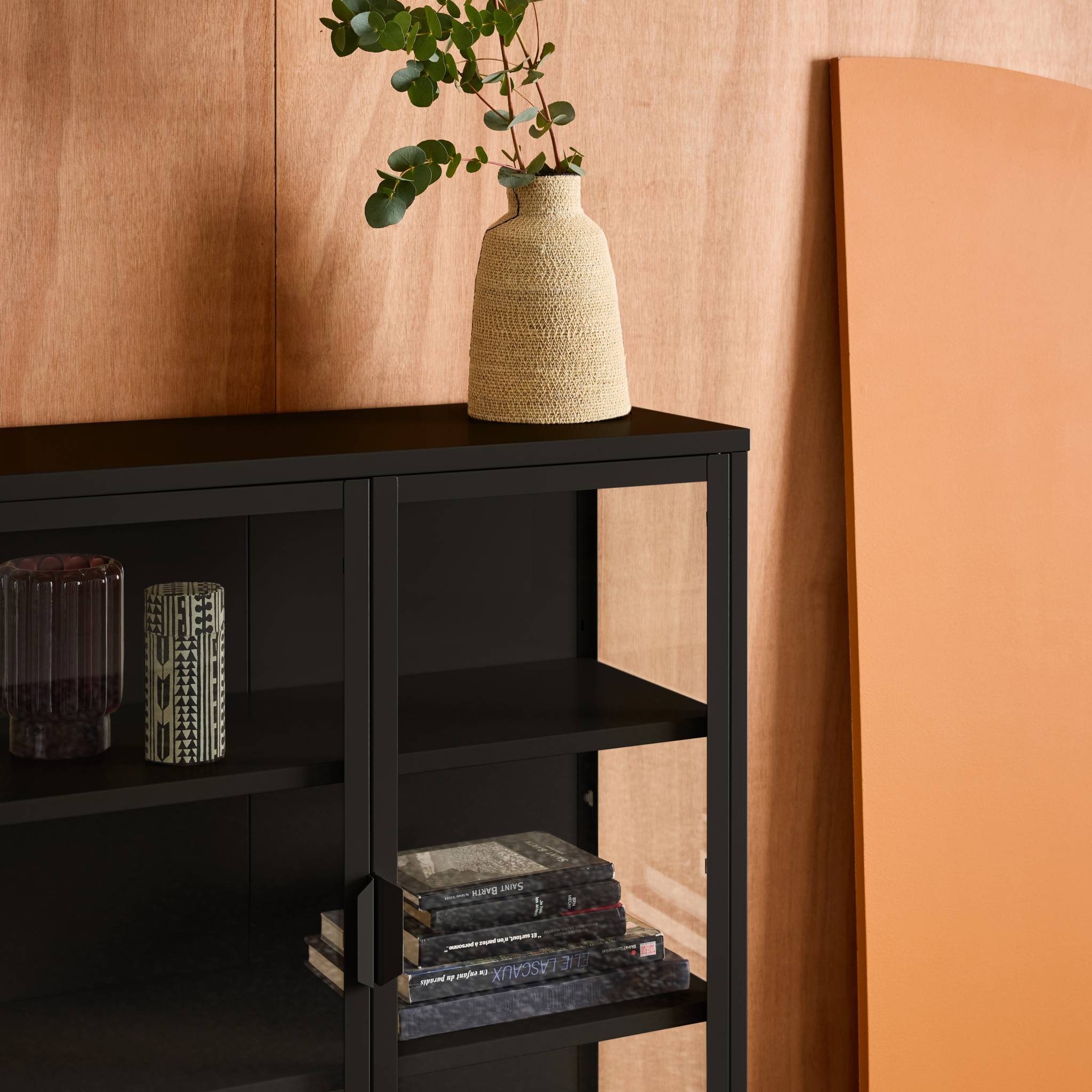 Armoire vitrine acier et verre trempé 2 portes 80cm ARKANSAS