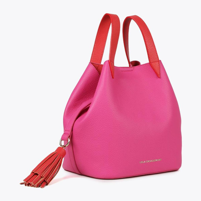 Borsa bicolore con nappa