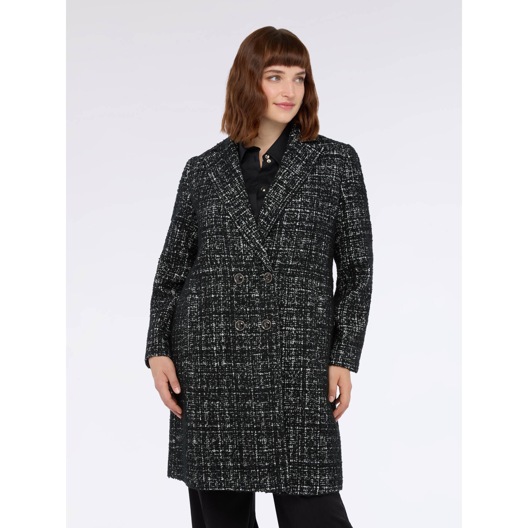 Fiorella Rubino - Cappotto tessuto bouclé in misto lana - Nero