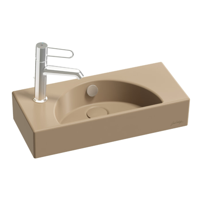 Lave-mains compact 50 cm Odéon Rive Gauche 1 trou de robinetterie à gauche caramel satiné