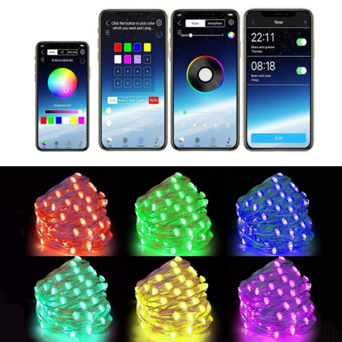 Striscia led RGB multicolore da 10 mt con app contatore remoto.