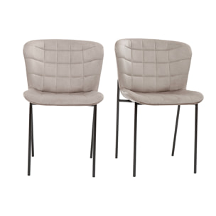 Chaises design en tissu velours taupe et métal noir (lot de 2) SAIGA