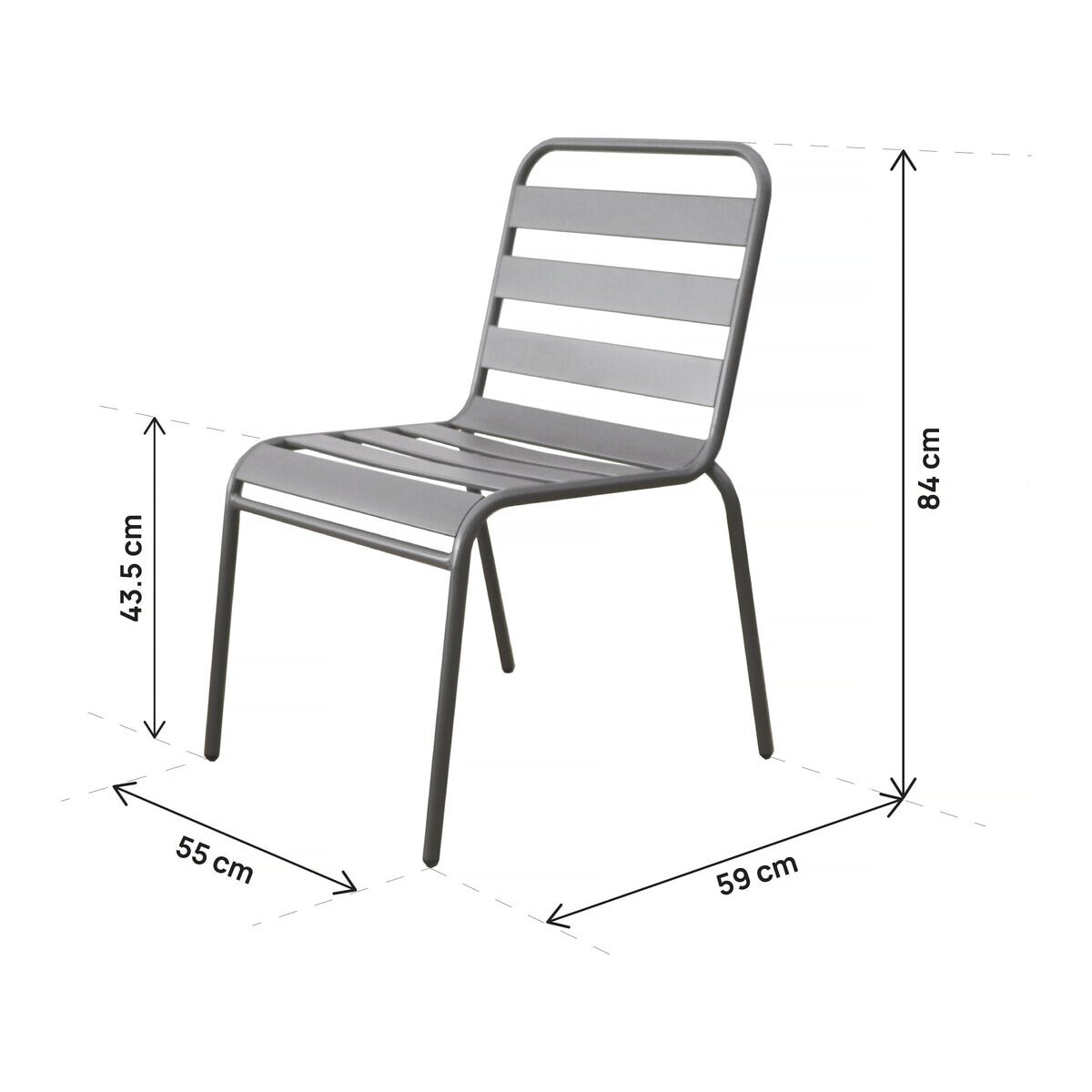 Table et chaises de jardin en métal "Bilbao" - 6 places - Taupe
