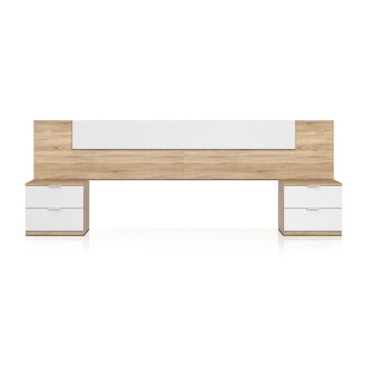 Cabecero con mesitas Akari Blanco Artik (Blanco Mate) - Roble Canadian