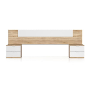 Cabecero con mesitas Akari Blanco Artik (Blanco Mate) - Roble Canadian