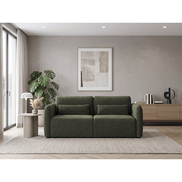 Canapé droit convertible en tissu "Concorde" 3 places - Vert