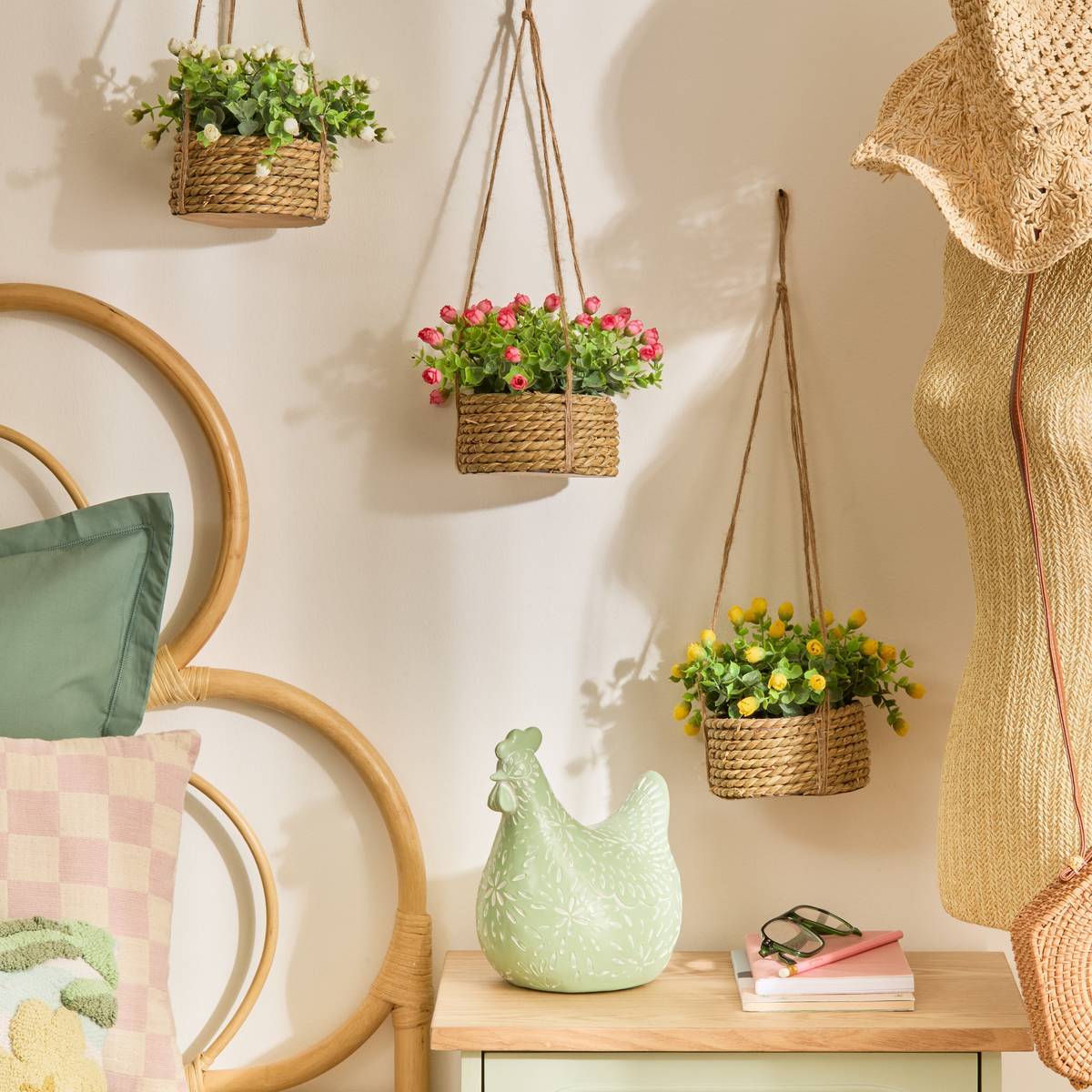 Rosier artificielle suspendue Musa 42 cm