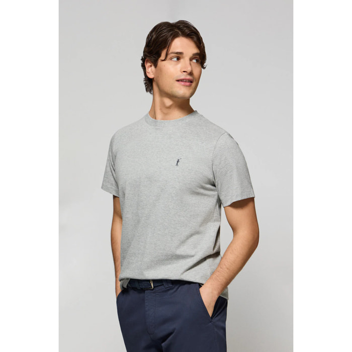 Maglietta grigio vigorè a girocollo e ricamo Rigby Go