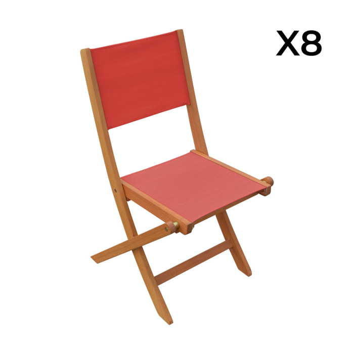 Table de jardin extensible bois d'eucalyptus + 8 assises ARBO + ALMERIA