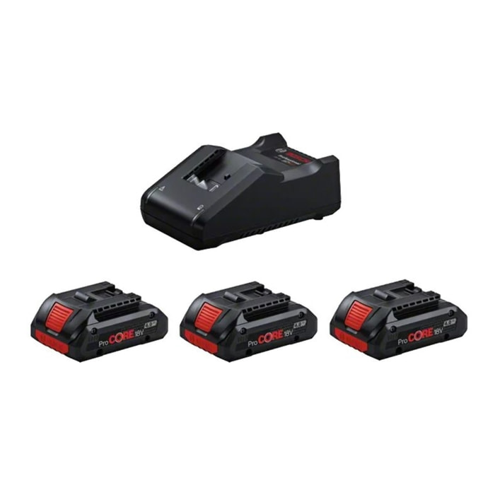 3 batteries Compact ProCORE 18V 4.0 Ah avec chargeur - BOSCH - 0615990N2G