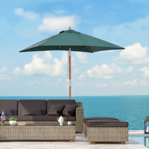 Outsunny Sombrilla de Jardín 200x150x230 cm Madera Inclinable con Manivela Verde