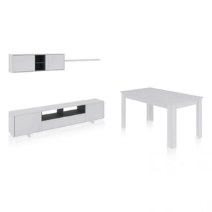 Pack salón con mesa de comedor Kenzo Plus VB Blanco Brillo - Gris Antracita