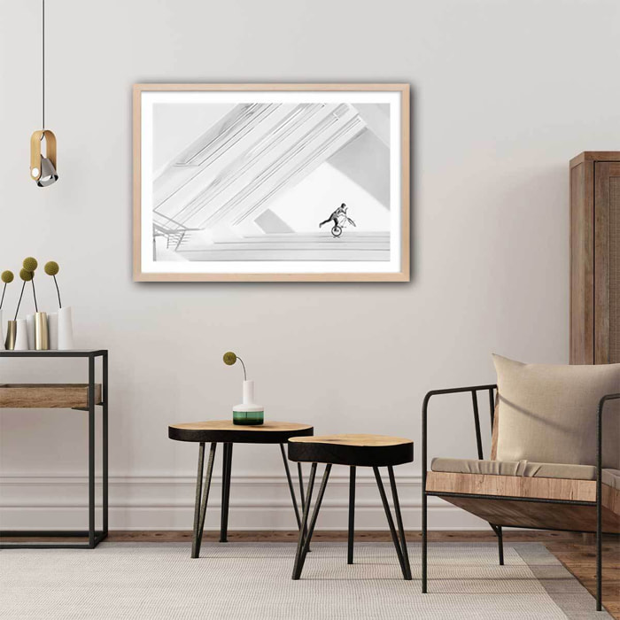 Affiche design Freestyle art Affiche + cadre en bois - Chêne