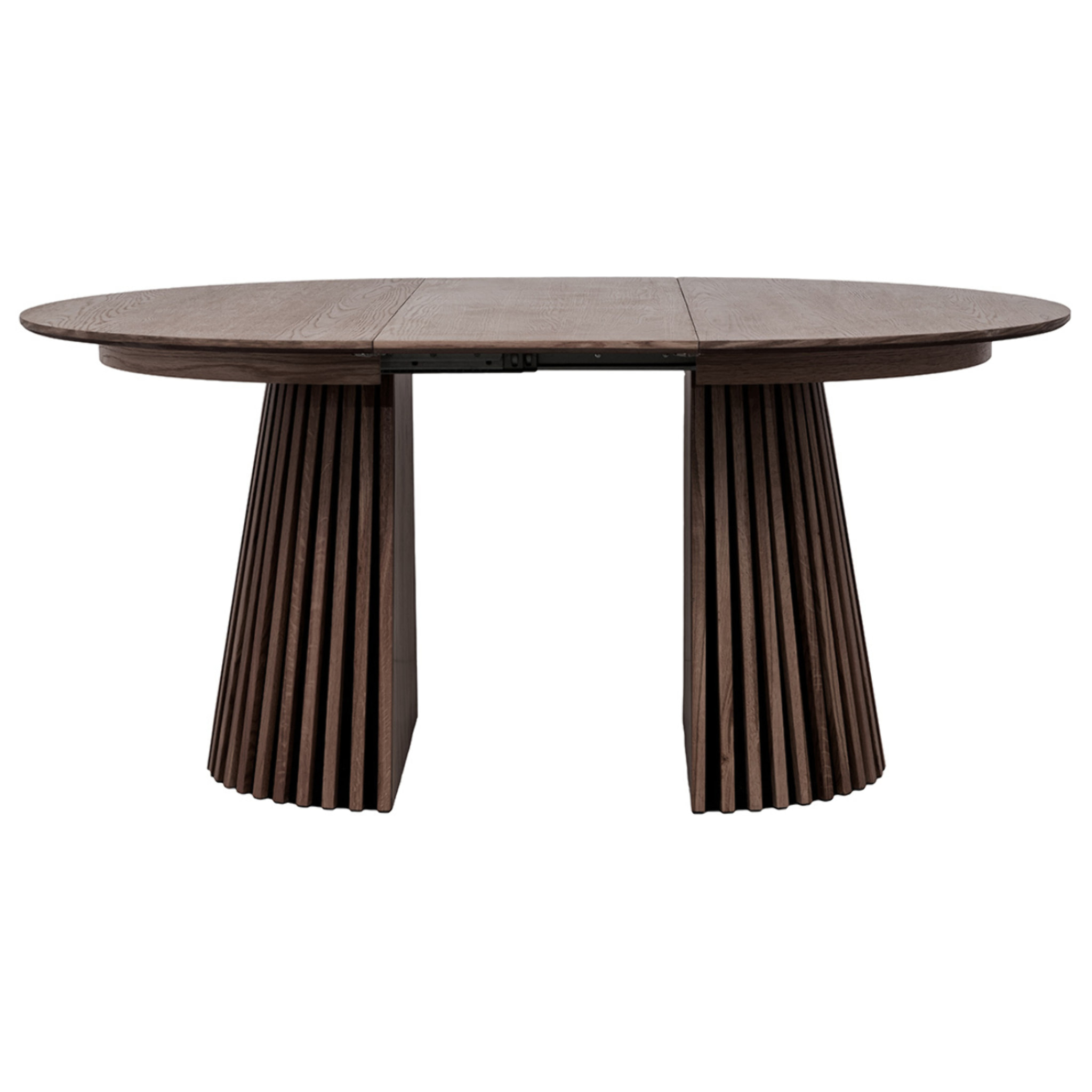 Freya - table à manger ronde extensible - effet bois foncé - 4 à 8 personnes - Bois