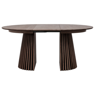 Freya - table à manger ronde extensible - effet bois foncé - 4 à 8 personnes - Bois