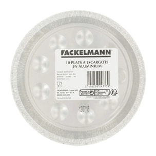 Lot de 10 plats à escargots en aluminium 17,5 cm Fackelmann