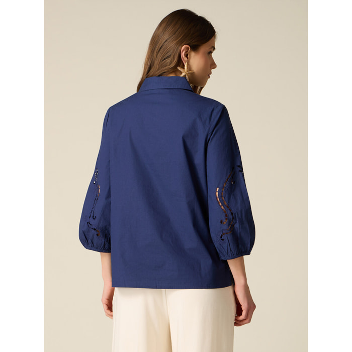 Oltre - Camisa en sangallo - Azul