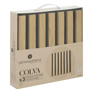Lot de 3 panneaux décoratifs Colva beige fond noir 30x30cm
