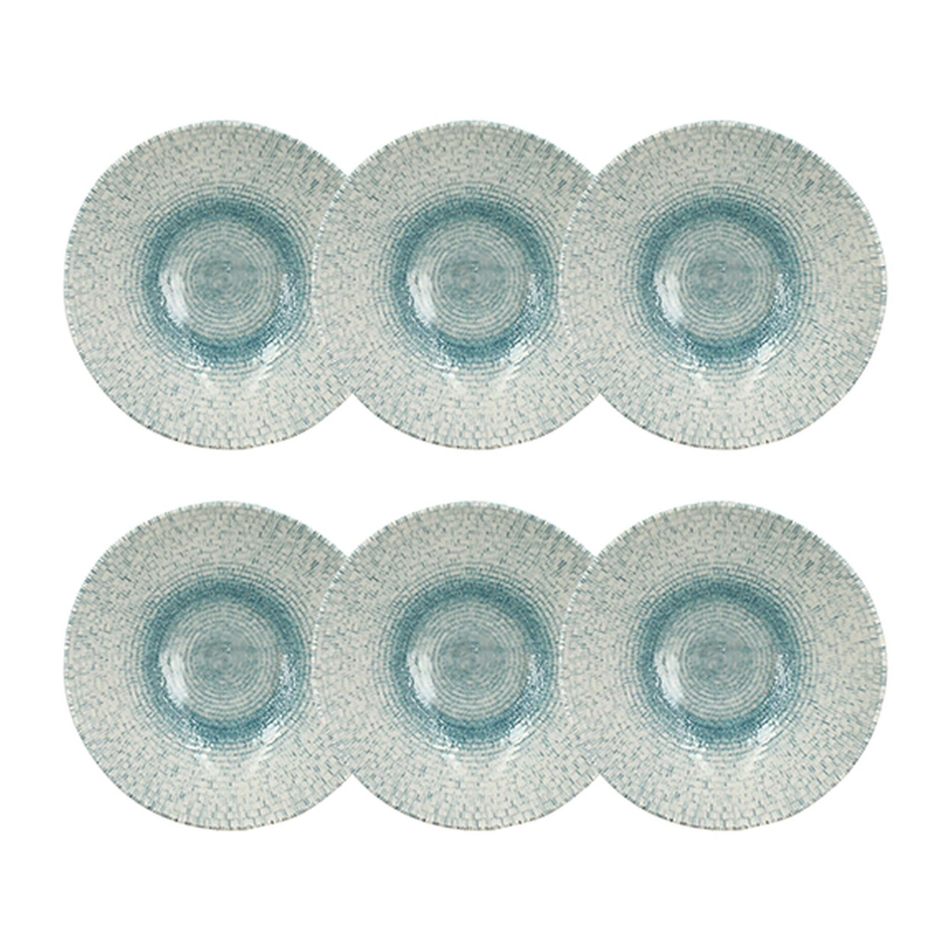 Lot de 6 coupelles en porcelaine blanche et bleue 15cm AQUA